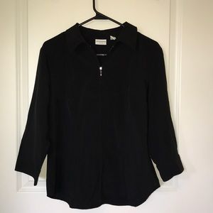 Black Zip-Up Blouse